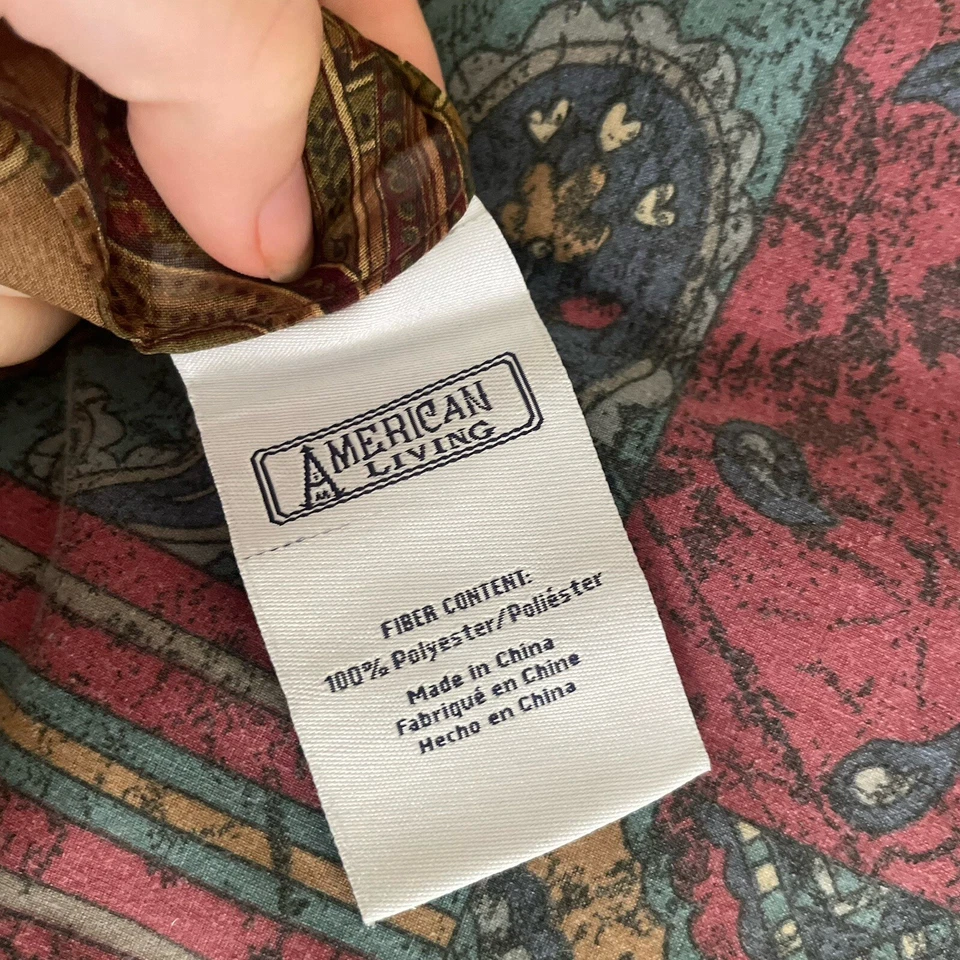 De Colección Baxter Paisley Cortina Transparente American Living Tonos Tierra Marrón Verde Rojo Foto 4 de 4