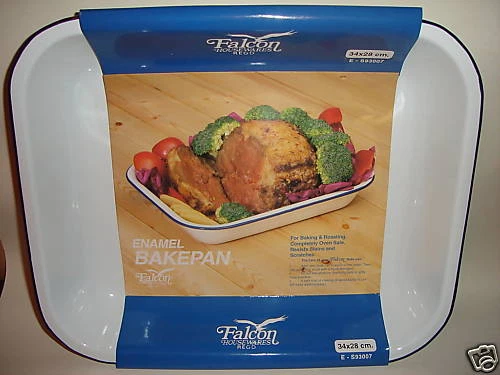 Falcon White Enamel Bakepan Roasting Dish Bake Pan 34cm x 28cm