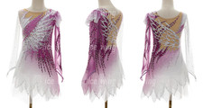 Ice Figure Skating Dress Elasticity Competition Skating Jeweled pink dyeing