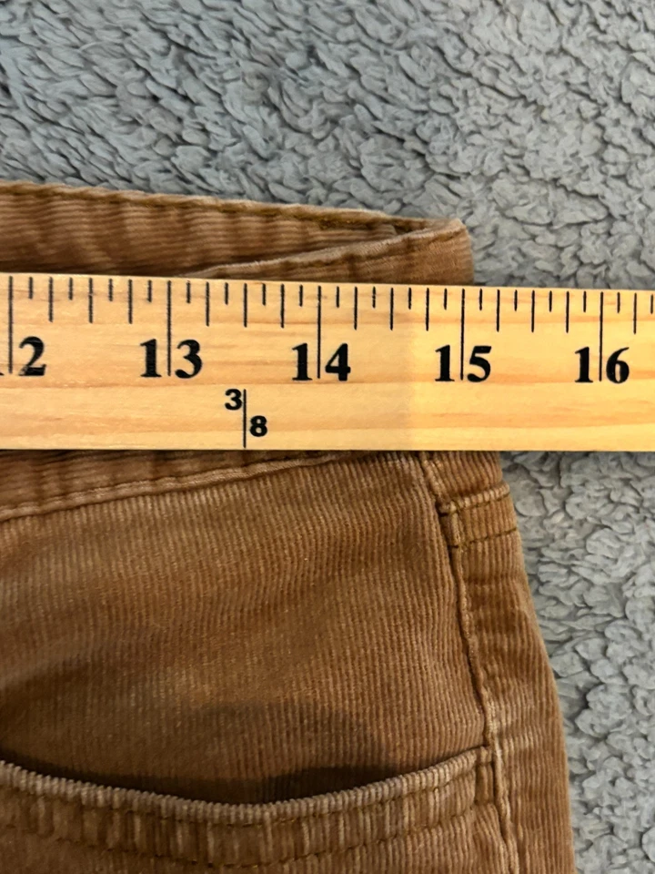 Pantalones de pana de mezclilla Chaps para mujer 6 piernas rectas marrón informal vacaciones Foto 3 de 4