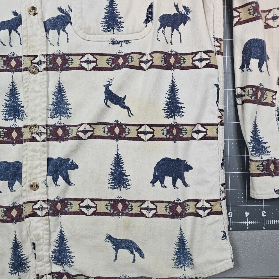 Vintage Cabelas Shirt XL USA Made Aztec Animal Moose Fox Bear Deer Native Navajo - Image 2 of 4