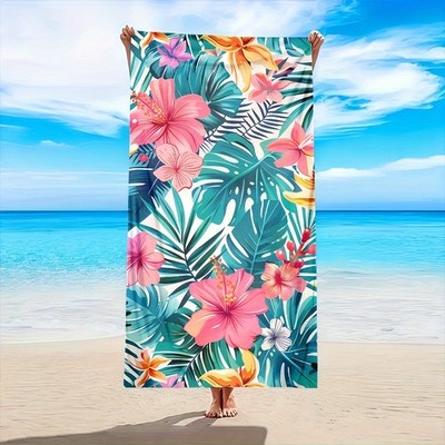 1CP Bright Tropical Microfiber Beach Towel, Quick-drying Super Absorbent, Vint