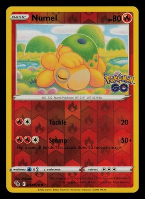 Numel 013/078 Common Pokemon GO Pokemon Reverse Holo Near Mint