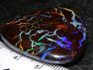 Nice Quality Opalton Matrix Opal Cab 103cts Veins/Double sided Purple/Greens NR