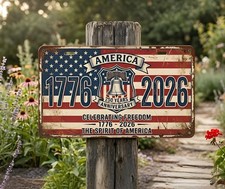 Personalized USA 250th Anniversary Metal Sign Patriotic American Flag Wall Art