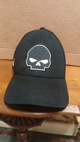 Harley Davidson Mens L Flex Willie G Skull Logo Mesh Truckers Cap