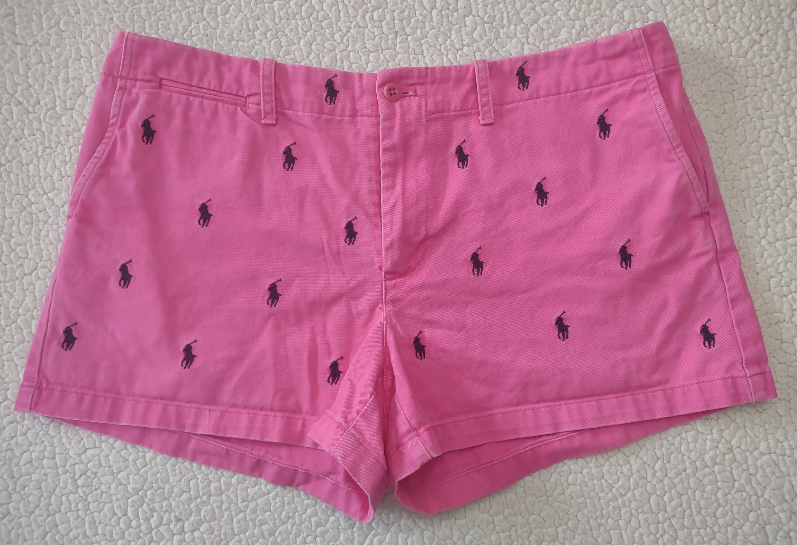 Ralph Lauren Sport pantaloncino donna rosa ricamato blu pony cotone twill taglia 12