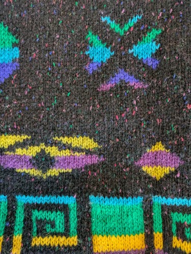 Vintage 90s Benetton Mens Size XL Sweater Black Abstract Wool Cosby Colorful EUC - Picture 19 of 22