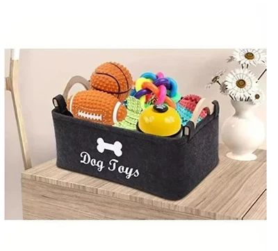 Dog Toy Box Storage Basket Foldable Organizer Storage Box w/ Handle Storage Bin