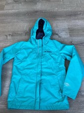 Columbia Youth Girls Omni Tech Blue Hooded Jacket Medium M Windbreaker Rain