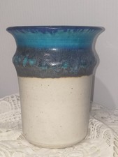 Studio Art Pottery Vase with Applied Flowers and Crystalline Drip Glaze — listing 5
