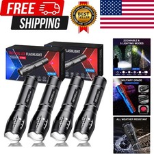 Tactical Flashlight 4 Pack, Bright Zoomable LED Flashlight with High Lumens a...