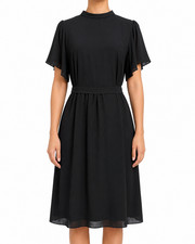Motivi Women's Black Wrap Knee Dress Size 9 USA