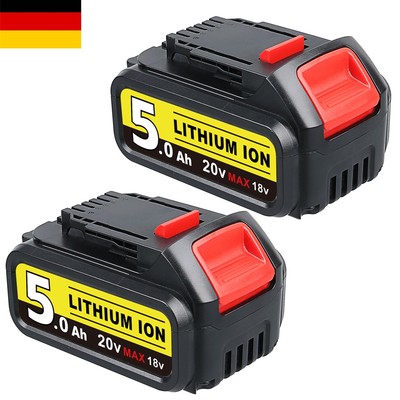2packs DCB200 Akku Für Dewalt 5,0Ah 20V Max Li-ion Battery DCB201 Power Tools DE
