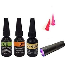 Riverruns UV Clear Glue Three Glue Formula Thick,Thin and Super Flew +12 LED ...