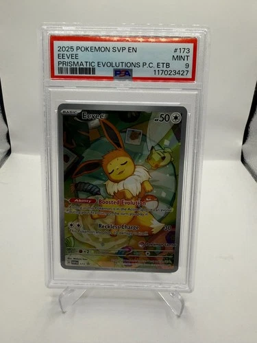 2025 POKEMON PRISMATIC EVOLUTIONS POKEMON CENTER ETB PROMO SVP #173 EEVEE PSA 9
