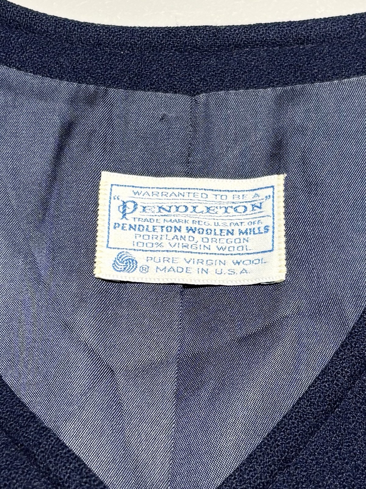 Vintage Pendleton Blue Wool Collarless Blazer Jac… - image 3