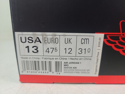 (NEW) Nike Air Jordan 1 Retro Mid Dark Powder Blue 554724-406 Men's Size 13 - Bild 9 von 9