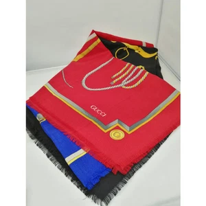 Foulard/étole GUCCI rouge x noir x bleu