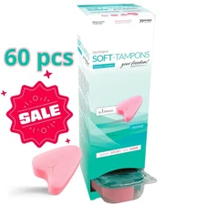 JoyDivision Soft-Tampons Stringless for Sex, Sport, Spa, Super Absorbency, 60pcs