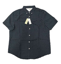 Penguin Shirt Button Down Mens XL Blue Star All Over Print Pocket Cotton NEW