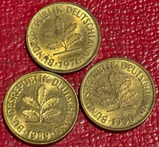 HIGH GRADE LOT OF 3 1976F/1989F/1990F GERMANY 5 PFENNIG COIN-JAN448