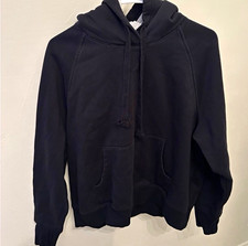 Old Navy Black Fleece Lined Pullover Hoodie Cotton Blend Pockets Womens L