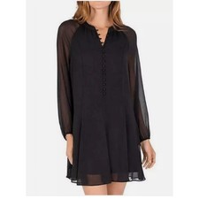 Joie Little Black Dress M Sheer Balloon Sleeves Short Classic Dark Romantic LBD