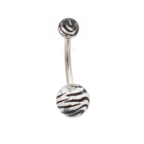 Belly Rings Acrylic with Assorted Stripe Design Pack of 8 14 ga Surgical Steel - Picture 8 of 12