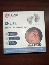 Lucid Hearing Enlite OTC deluxe hearing aids - black - Sealed Light Box Damage