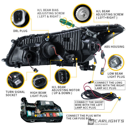 VLAND LED Headlights + SMOKED Tail Lights For 2008-2012 Honda Accord Sedan EX LX - Picture 5 of 14