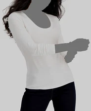 $29 Inc International Concepts Women White Scoop-Neck Top Petite Size PS