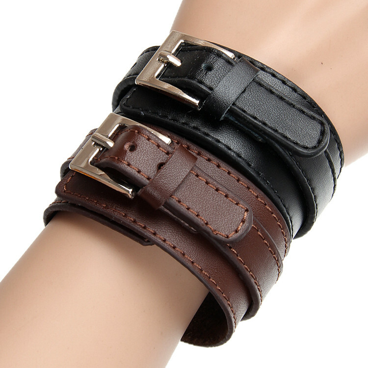 Double-layer Adjustable Leather Bracelet Punk Casual Cuff