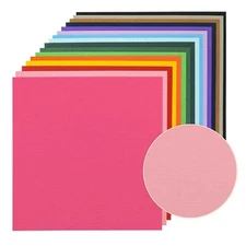 48 Sheets 12x12 Square Solid Core Colorful Cardstock Textured 80 Lb Multi Col...