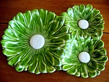 VINTAGE SANTA ANITA WARE Calif. #R-40 -  Green Daisy Serving Dish Platter