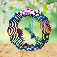 Wind Spinner Stainless Steel Hummingbird 3D Indoor Outdoor Garden Decoration