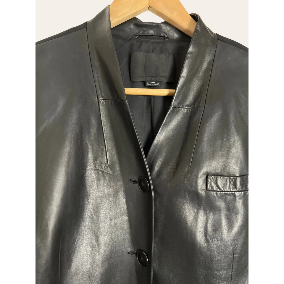 Chaqueta Blazer Alexander Wang Cuero Negro Mixto Medios Botón Frontal Talla 4 Foto 4 de 4