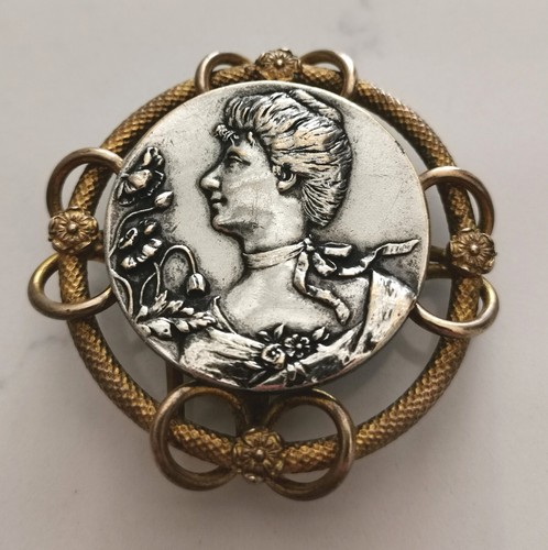 Broche à Portrait Argentée 1900 - Porte-photo Vintage - Occasion Ancienne