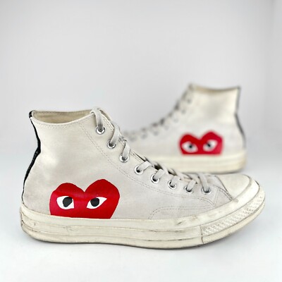 Converse Comme Des Garcons Play Hi White Canvas 70s Men's Sz 10 Women's Sz 12