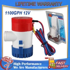 Water Pump Auto w/ Float Switch 1100GPH 12V  Automatic Submersible Boat Bilge