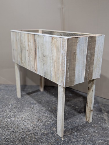 Maceta rústica de madera recuperada con patas - Soporte para plantas de madera hecha a mano - Imagen 7 de 10