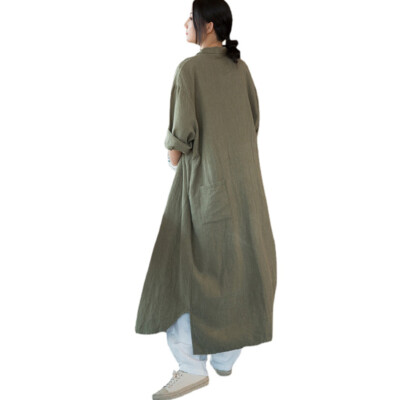 Women Long Flowy Kimono Cardigan Open Front Long Sleeve Cotton Linen  Outwear