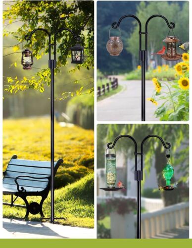 Double Shepherds Hooks for Outdoor, 2 Pack 76 Inch Bird Feeder Pole with 5 Prong - Picture 2 of 3