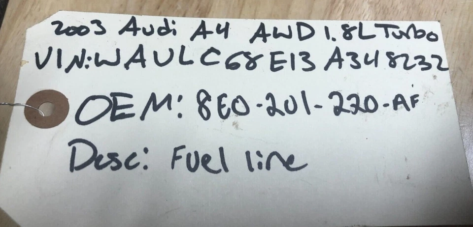 Audi A4 2003 AWD 1,8 L línea de combustible 8E0201220 AF Foto 3 de 3