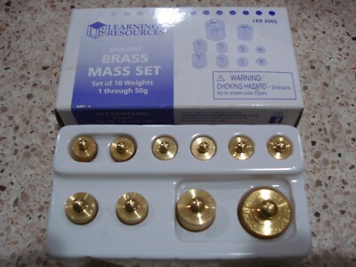 NEW Learning Resources Brass Mass Set of 10 Weights 1 through 50g -  LER 2065