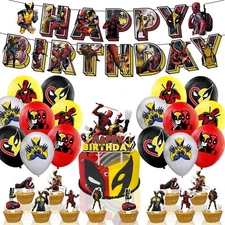 Deadpool & Wolverine Party Decoration Banner Kid Happy Birthday Party Superhero