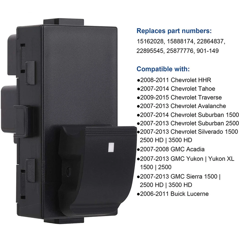 22895545 Passenger Window Switch for 07-13 Chevy Chevrolet Silverado/ GMC Sierra Foto 4 de 4