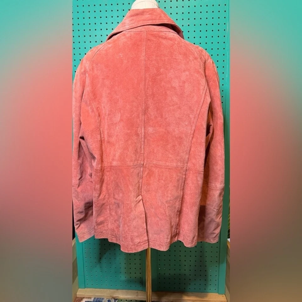 Terry Lewis Women's Coral Double-Breasted Jacket. Suede. 1X. Great Vintage Cond. - Image 3 of 4