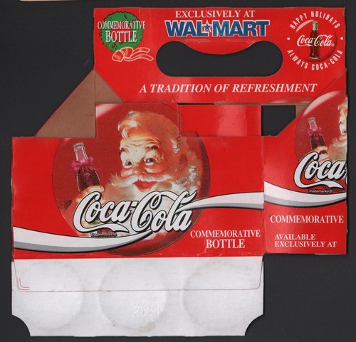 Coca Cola Cardboard 6-Pack Bottle Case - 1994 Walmart Santa Holiday Carrier - Picture 2 of 5