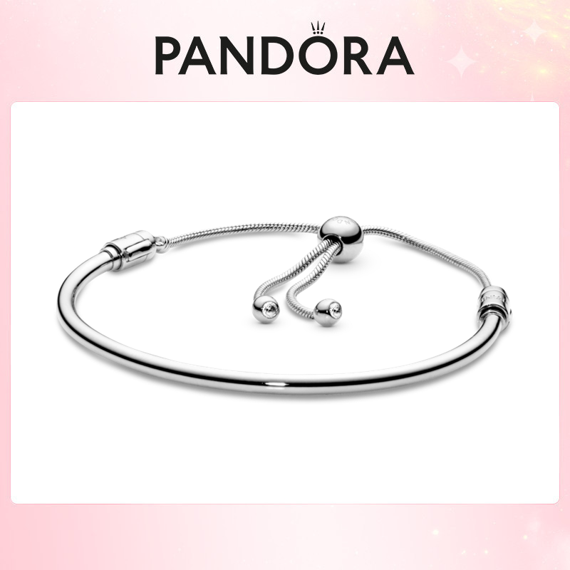 PANDORA Sleek Elegant Sliding Clasp Bangle Bracelet 19cm #597953